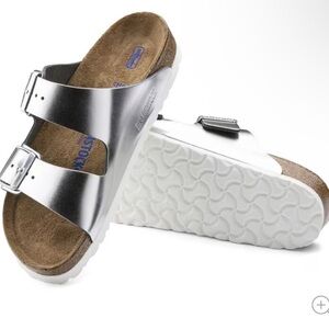 Birkenstock Silver Metallic Sandals